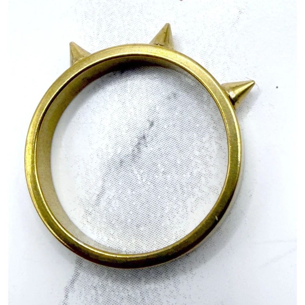 Gold Tone Spike Band Ring Size 9 Edgy Punk Statement Ring